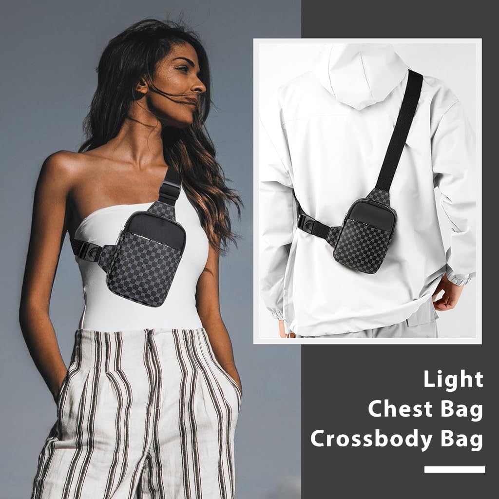 GUSTAVE Small Chest Bag Men's Phone Sling Bag Casual Crossbody Bag Double Layer Fashion Print PU Leather Chest Bag Shoulder Bag Crossbody Phone Bag Travel Phone Bag, 13x5x19cm GUSTAVE Small Chest Bag Men's Phone Sling Bag Casual Crossbody Bag Double Layer Fashion Print PU Leather Chest Bag Shoulder Bag Crossbody Phone Bag Travel Phone Bag, 13x5x19cm